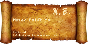 Meter Balázs névjegykártya